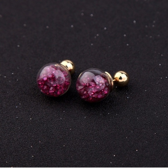 Jewelry - LAST PAIR🌻Deep Purple/Gold Front Back Earrings🌻
